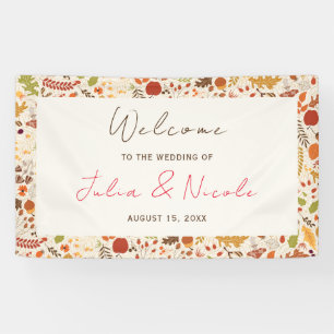 Bohemian Dried Rustic Floral Autumn Falls Wedding Banner