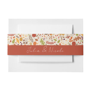 Bohemian Dried Rustic Floral Autumn Falls Wedding Invitation Belly Band