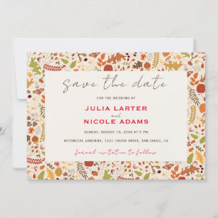 Bohemian Dried Rustic Floral Autumn Falls Wedding Save The Date
