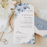 Bohemian Dusty Blue Floral Wedding All In One Invitation<br><div class="desc">These "Bohemian Dusty Blue Floral Wedding All in One Invitations" are designed with an easy to tear off perforated RSVP postcard. Just simply fold each card into the outlined shape,  and then seal and send - no envelope needed for shipping.</div>
