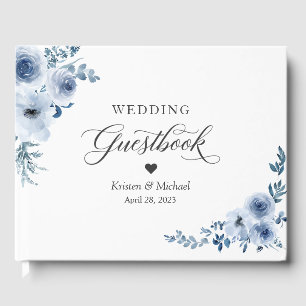 Bohemian Dusty Blue Floral Wedding Guest Book