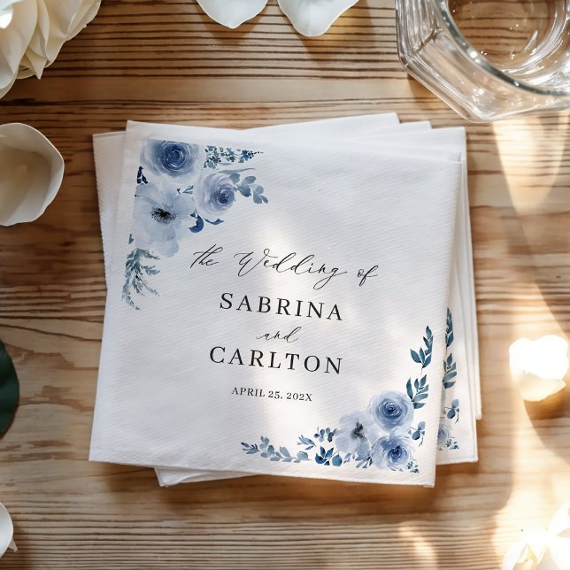 Bohemian Dusty Blue Floral Wedding Napkin (Creator Uploaded)