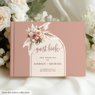 Bohemian Dusty Pink Pampas Floral Arch Wedding Guest Book