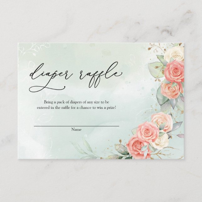 Bohemian Dusty Rose Greenery Wreath Diper Raffle Enclosure Card (Front)