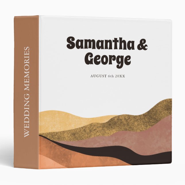 Bohemian Earth Tones Retro Typography Wedding Binder (Front/Spine)