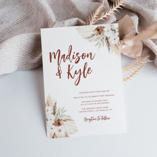 bohemian earthtone pampas fall invitation (Creator Uploaded)