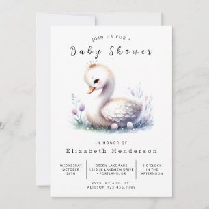 Bohemian Editable Swan Baby Shower Invitation