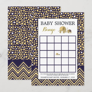 Bohemian Elephant and Chevron Baby Shower Bingo Invitation