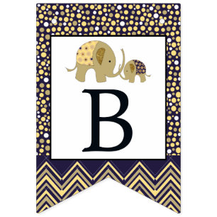 Bohemian Elephant and Chevron Baby Shower Bunting Flags