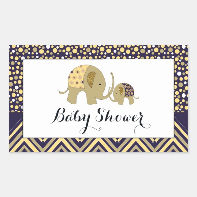 Bohemian Elephant and Chevron Baby Shower Sticker (Front)