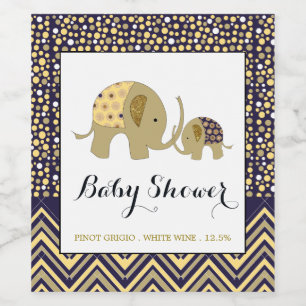 Bohemian Elephant and Chevron Baby Shower Wine Label