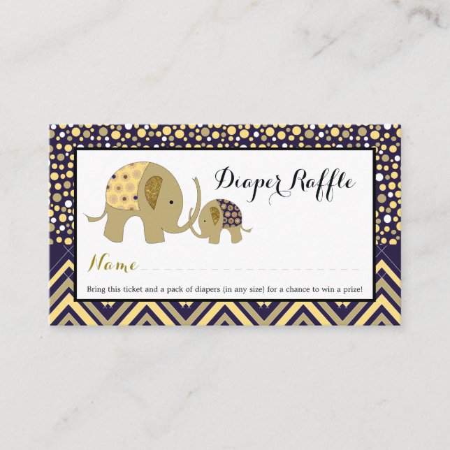 Bohemian Elephant Baby Shower Diaper Raffle Ticket Enclosure Card (Front)