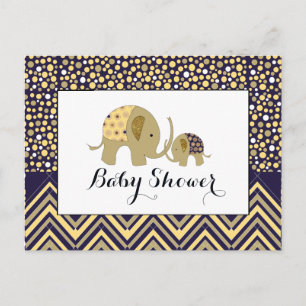 Bohemian Elephant & Chevron Baby Shower Invitation Postcard