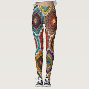 Bohemian Embroidery: Geometric Patchwork Leggings