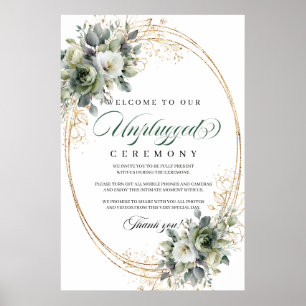 Bohemian Eucalyptus Unplugged Wedding Sign Gold