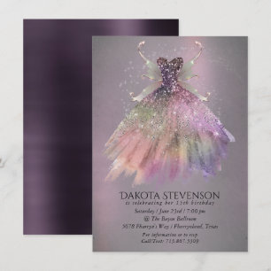 Bohemian Fairy Ball Gown Muted Ombre Wine Sheen Invitation