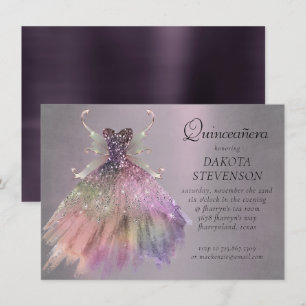 Bohemian Fairy Ball Gown Muted Ombre Wine Sheen Invitation