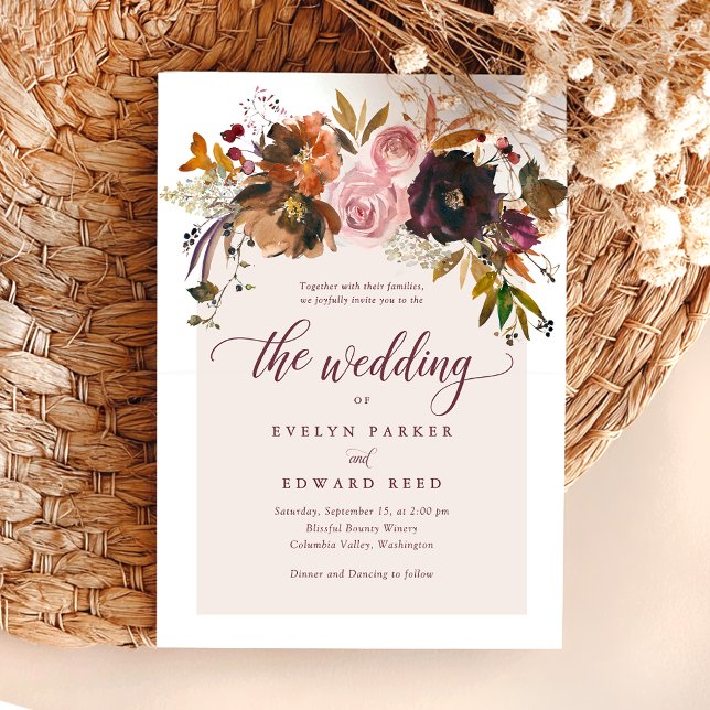 Bohemian Fall Floral Wedding Invitation (Creator Uploaded)