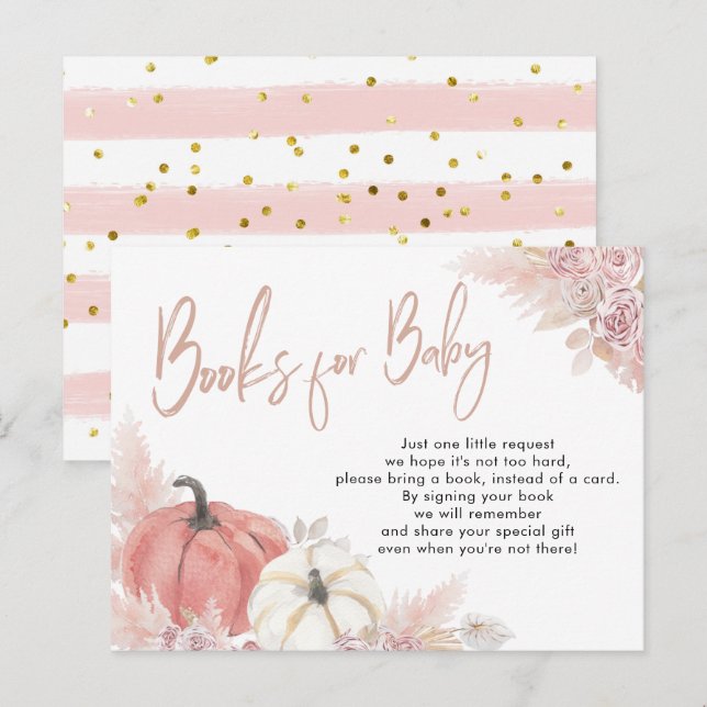 Bohemian Fall in Love Pumpkin Books for Baby Card (Front/Back)