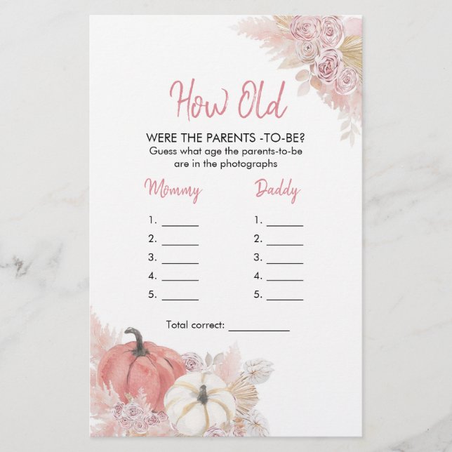 Bohemian Fall in Love Pumpkin How Old Parents (Front)