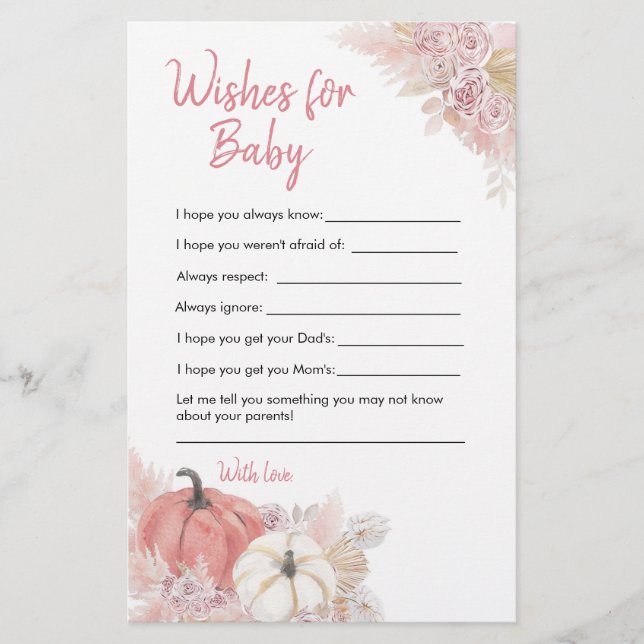 Bohemian Fall in Love Pumpkin Wishes For Baby (Front)