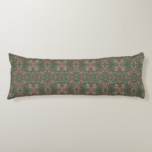 Bohemian Fall Leaf Greenery Seamless Pattern Body Pillow (Front)