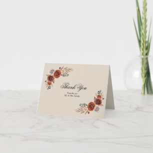 Bohemian Fall Pampas Grass Floral Wedding Thank You Card