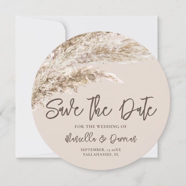 Bohemian Fall Pampas Grass Save The Date (Front)