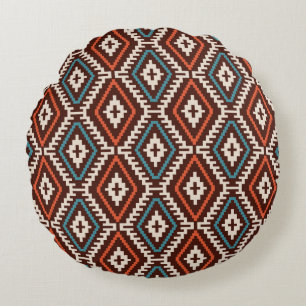 Bohemian, fashionable seamless ornament in ethnic round pillow