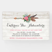 Bohemian Feather Arrow & Rose on Rustic White Wood