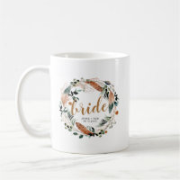 Bohemian Feather Greenery Boho Bride Mug