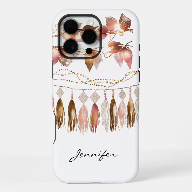Bohemian Feather Indian Leaf iPhone  Case (Back)