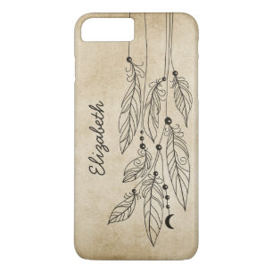 Bohemian Feathers Drawing Vintage Background Case-Mate iPhone Case