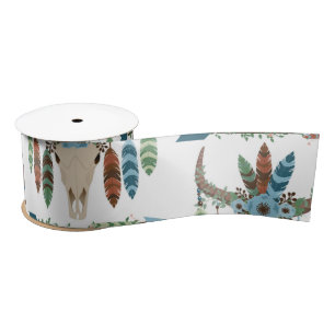 Bohemian Feathers Dreamcatcher Blue Antler  Arrow Satin Ribbon