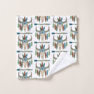 Bohemian Feathers Dreamcatcher Blue Antler Arrow Wash Cloth