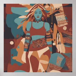 Bohemian Feminine Illustration Poster