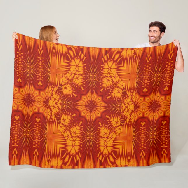 Bohemian Fire Flowers 137 Fleece Blanket (In Situ)