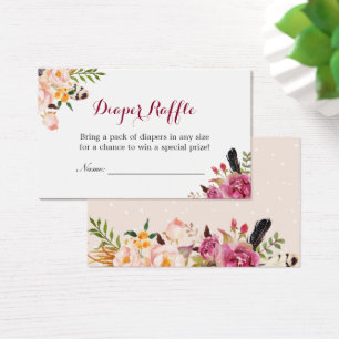 Bohemian Floral Baby Shower Diaper Raffle Ticket