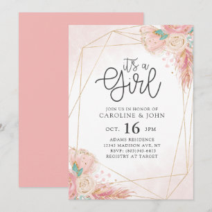 Bohemian Floral Baby Shower Invitation