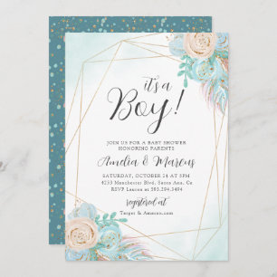 Bohemian Floral Baby Shower Invitation