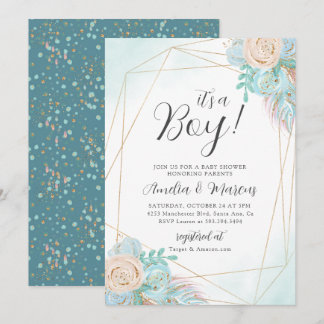Bohemian Floral Baby Shower Invitation