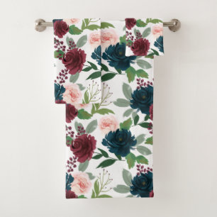Bohemian floral bath towel set