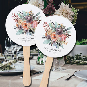 Bohemian Floral Bouquet Watercolor Hand Fan