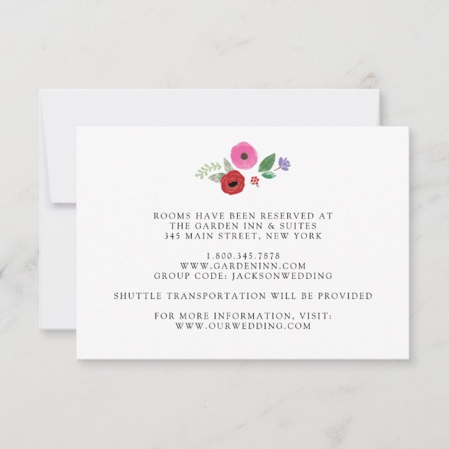 Bohemian Floral Colourful Wedding Details Card (Front)