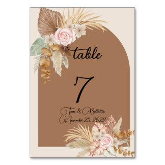 Bohemian floral design table number