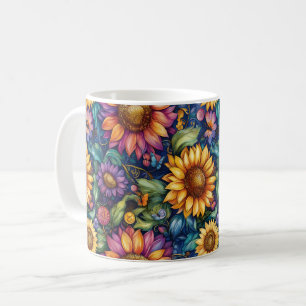 Bohemian Floral Dreamscape Vibrant Pattern Coffee Mug