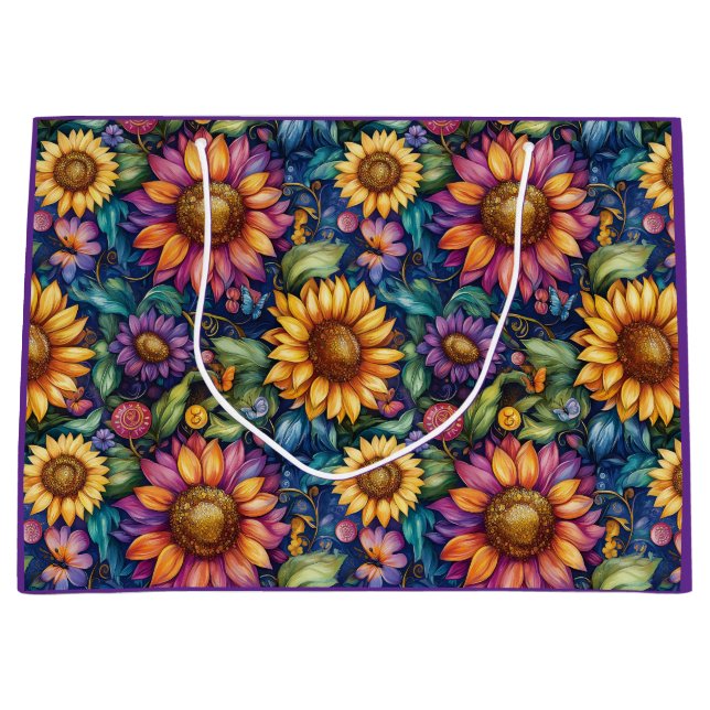 Bohemian Floral Dreamscape Vibrant Pattern Large Gift Bag (Front)