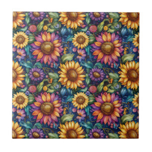 Bohemian Floral Dreamscape Vibrant Pattern Tile