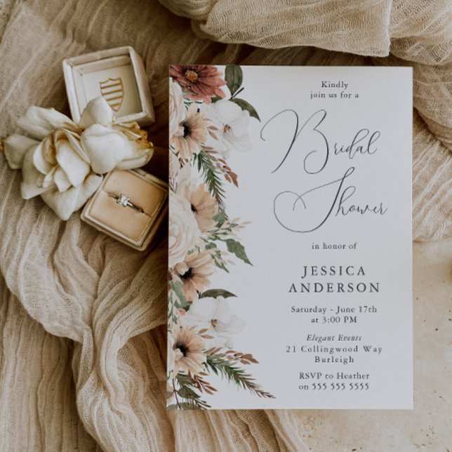 Bohemian Floral Elegance Bridal Shower Invitation (Creator Uploaded)