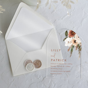 Bohemian Floral Elegance Wedding Arch Acrylic Invitations